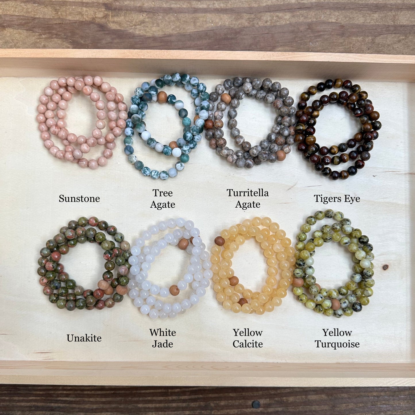 Gemstone Bracelets R-Z (8mm Round & Pebbles)