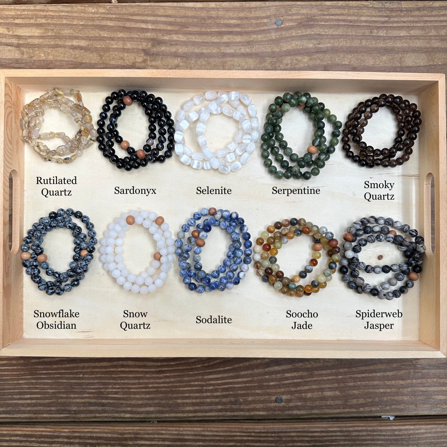 Gemstone Bracelets R-Z (8mm Round & Pebbles)