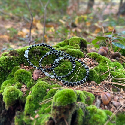 Black Tourmaline and Herkimer Diamond Bracelet