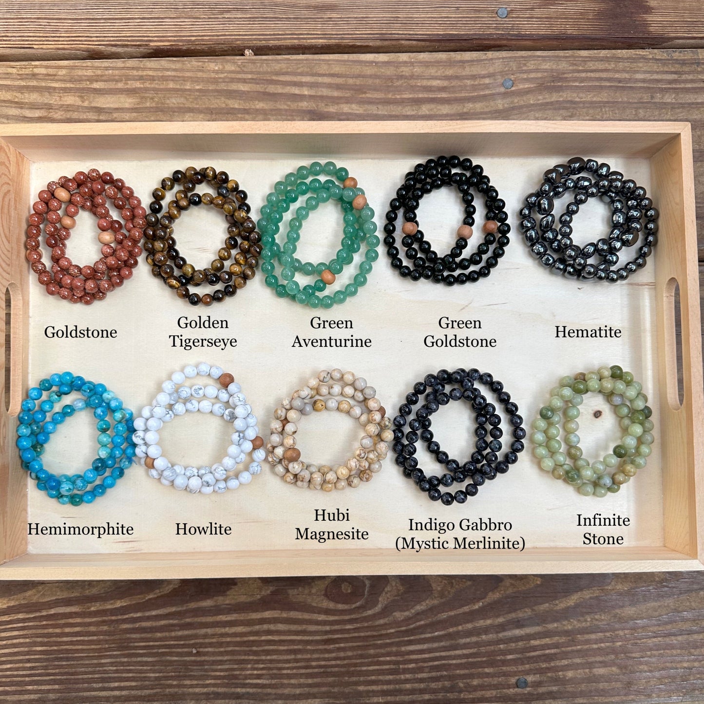 Gemstone Bracelets A-P (8mm Round & Pebbles)