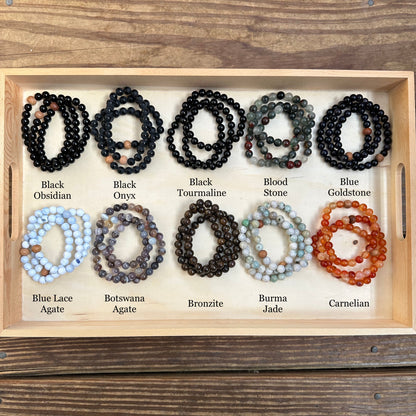 Gemstone Bracelets A-P (8mm Round & Pebbles)