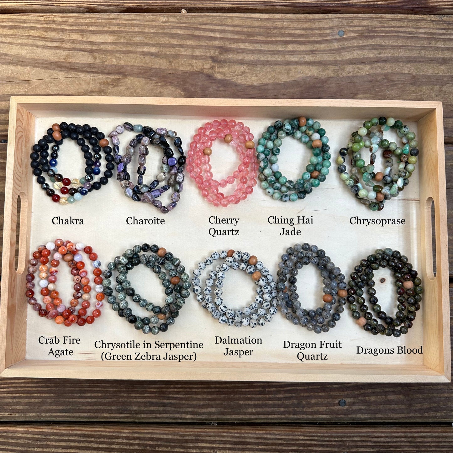 Gemstone Bracelets A-P (8mm Round & Pebbles)