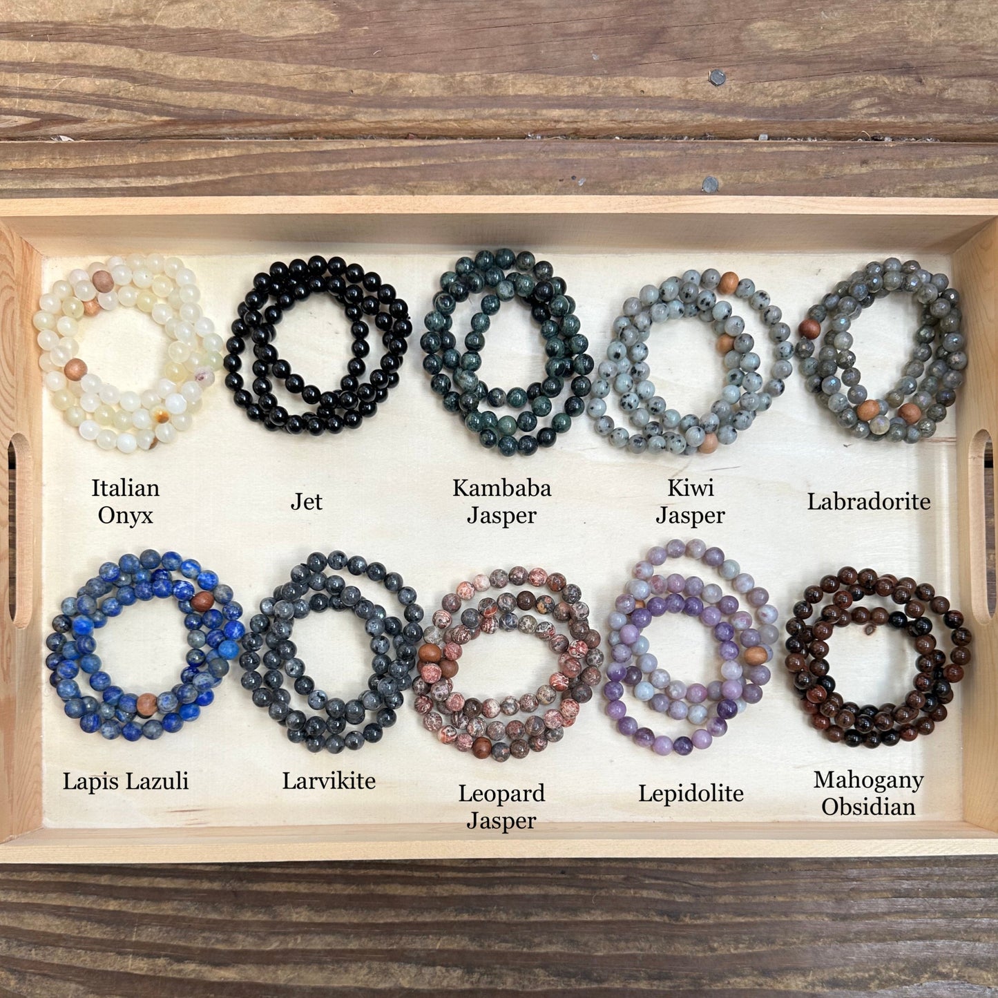 Gemstone Bracelets A-P (8mm Round & Pebbles)