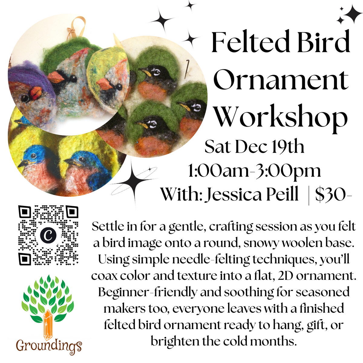 Felted Bird Ornament Workshop