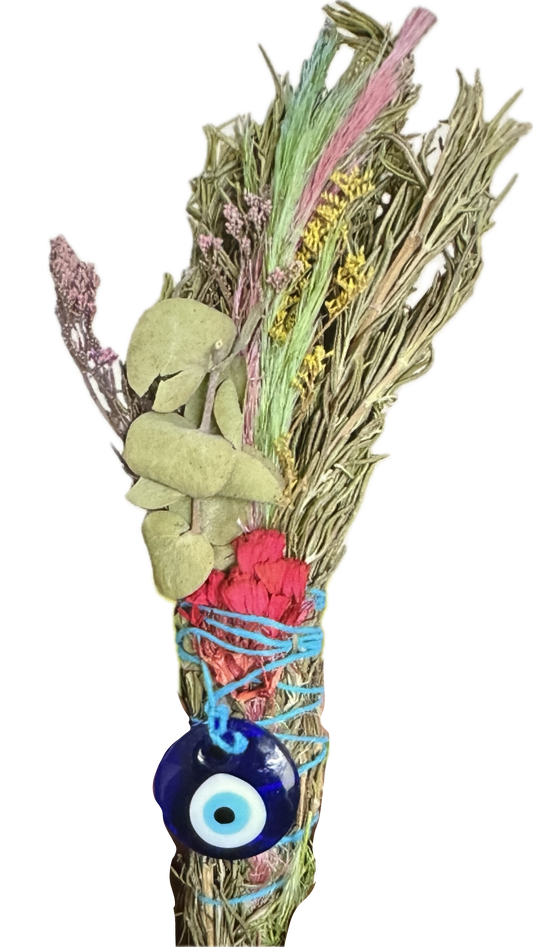 Rosemary Sage with Flowers & Evil Eye