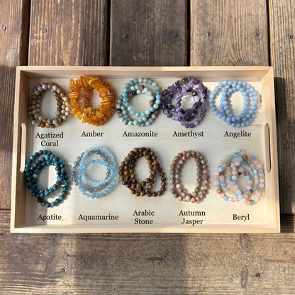 Gemstone Bracelets A-P (8mm Round & Pebbles)